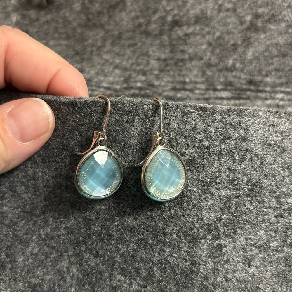 New Moon Larimar Polished Round Dangle Earrings